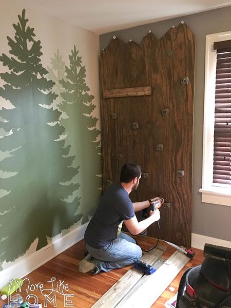 DIY Mountain Climbing Rock Wall (in the boys’ room)