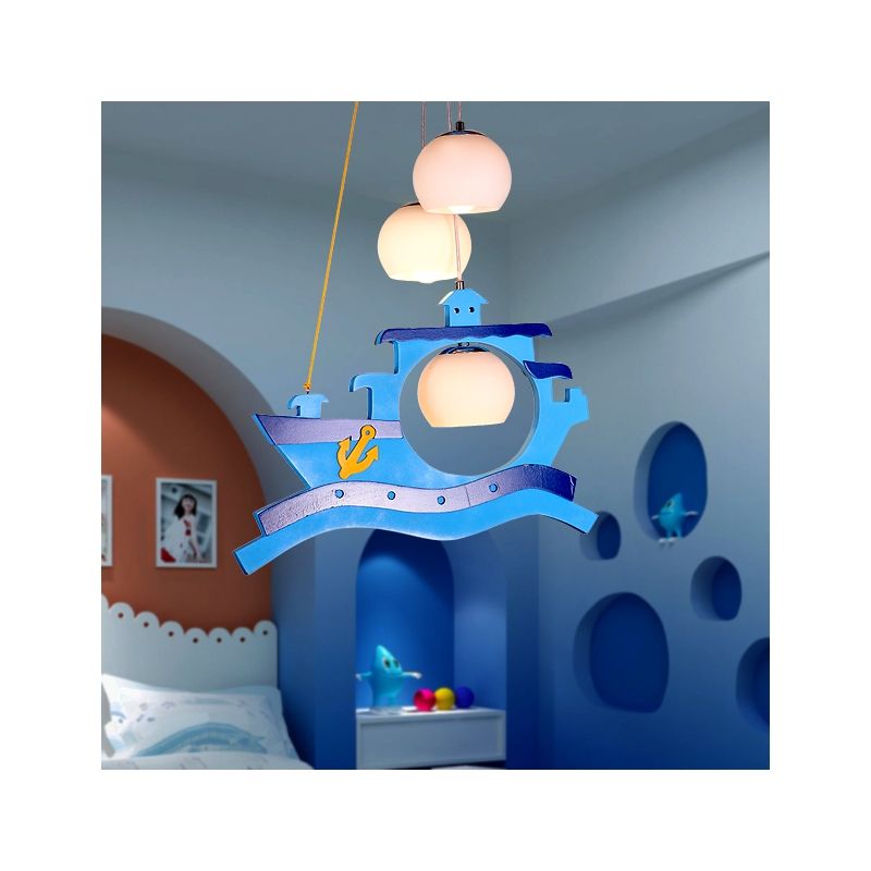 out of stock – Modern Fashion Cartoon LED Cretive Pirate Ship Wooden Pendant Light 3 Lights Energy Saving